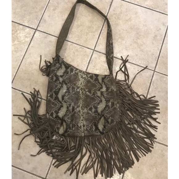 MUXO Leather & Suede Python Hobo Handbag - Picture 3 of 10